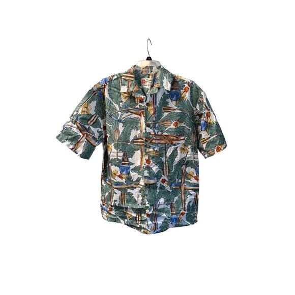 Hilo Hattie button up Hawaiian palm tropical men Shirt - M short sleeve - Picture 2 of 10